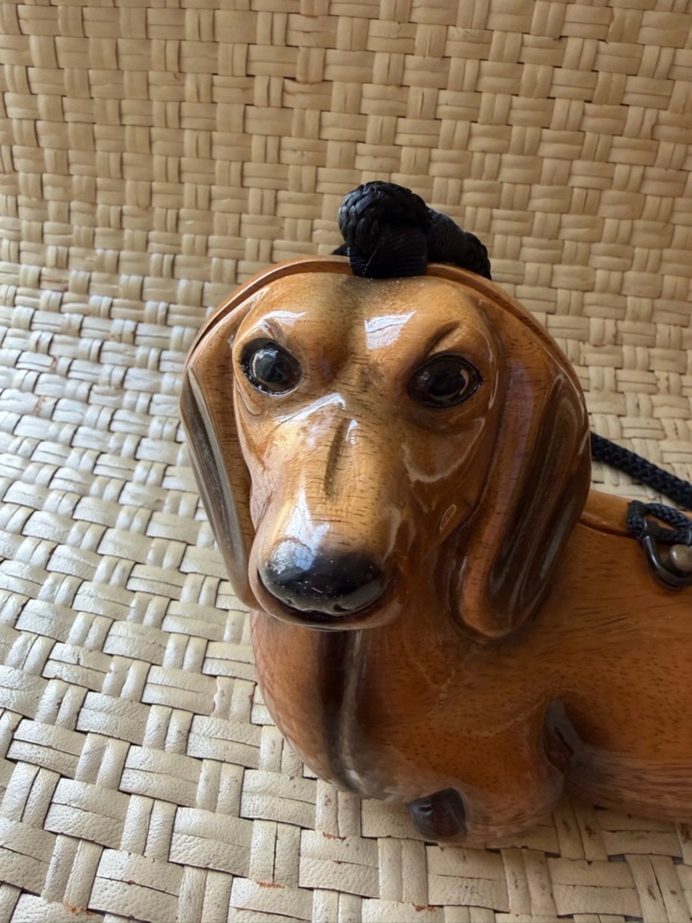 Wooden Dachshund Purse Tim Woods of Beverly Hills Rare - Picture 2 of 10